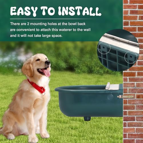 Automatic Water Bowl Plastic Livestock Waterer for Horse Cattle Goat Sheep Dog,Farm Grade Sheep Water Trough Bowl (with Drainage Hole & 39.37 inch Pipe)… (with 79inch Pipe)
