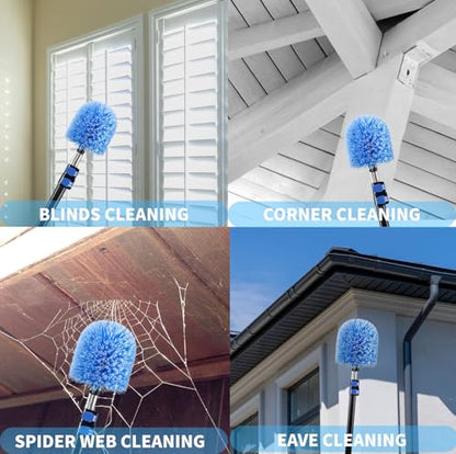 Screw on Webster Cobweb Duster Head for Pole,Spider Web Remover Brush, Cobweb Duster Head Attachment,Fits Standard 3/4 inch Threaded Poles(Big, Blue) - color: Blue