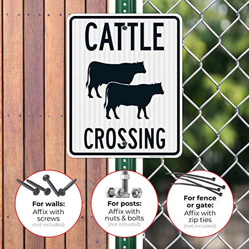 Cattle Crossing with Graphic Sign, 24x30 Inches, 3M EGP Reflective .080 Aluminum, Fade Resistant, Made in USA - size: 24x30 Reflective