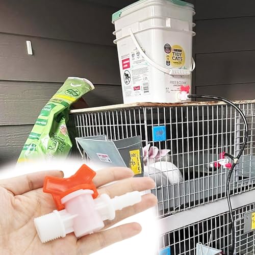 Rabbit Watering System Bucket Connector kit for ID 3/8’’ Hose with Barb Ball Valve, Bulkhead Fitting, Mesh Washer, Hole Saw, Poultry-Watering-Equipment, Animal Water Dispenser