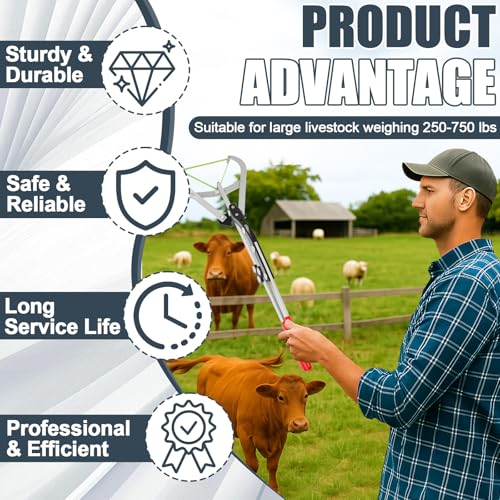 Cattle Banding Tool Kit, Stainless Steel Large Expander Pliers with 24pcs Rubber Bands, Bull Banding Tool for Big Livestock, Bull, Sheep, Goats, Calves Care on Farm and Ranch - color: silver, size: Large