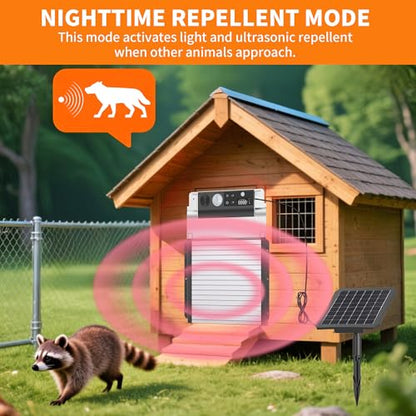 Automatic Chicken Coop Door, Solar Powered Chicken Coop Door with Timer & Light Sensor, Automatic Chicken Door Intelligent Anti-Pinch Function & 4 Modes & Remote Control Chicken Door