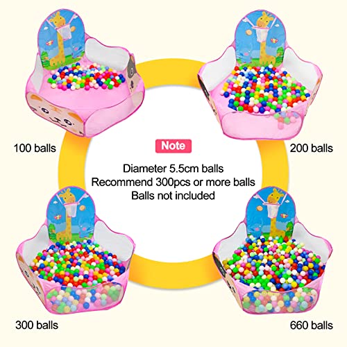 Kids Ball Pit, Pop Up 3+Children Play Tent, Toddler Ball Pool Baby Crawl Playpen with Basketball Hoop, Portable Toys for Girls Boys, 4 ft / 120 cm, Balls Not Included, Animal - style: Animal