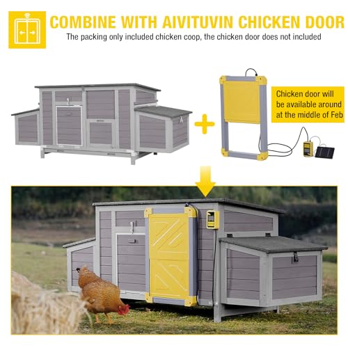 Aivituvin Chicken Coop 67.3" Large Duck House with 4 Nesting Boxes for 2-4 Chickens Outdoor Hen House Chicken Cage - size: 67.2"L x 25.4"W x 28.1"H
