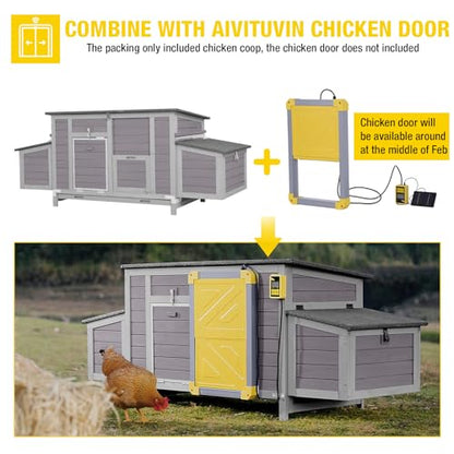 Aivituvin Chicken Coop 67.3" Large Duck House with 4 Nesting Boxes for 2-4 Chickens Outdoor Hen House Chicken Cage - size: 67.2"L x 25.4"W x 28.1"H