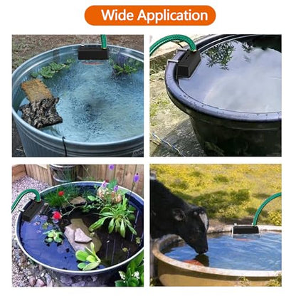 Water Trough Float Valve for Stock Tank, Automatic Control Waterer Level for Livestock Horse Chicken Animal Fish Pool with Hose Metal Connector & Ptfe tape （1 pack）