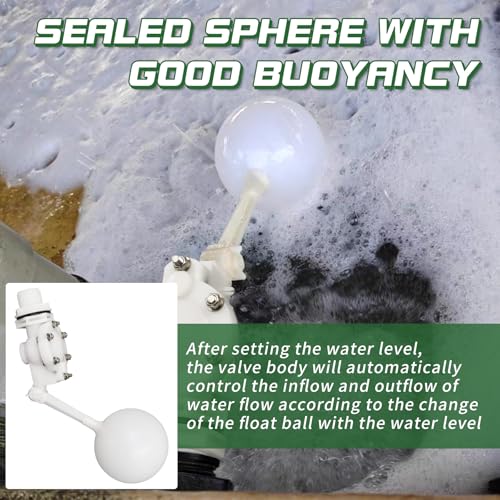 1" Detachable Floating Float Valve,White Plastic Large Water Discharge Water Float Valve with Adjustable Arm for Water Level Control for Water Tank Pond, Livestock Waterer (1") - size: 1 Inch