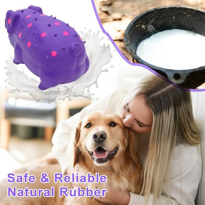 Squeaky Pig Dog Toy that Oinks, Latex Pig 7.3 in Grunting Dog Toys, Durable Dog Chewing Toys for Small Medium Large Dogs (Purple 20CM) - color: Purple 20CM