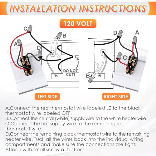 Feekoon Built in Thermostat Compatible with Cadet, Electric Baseboard Heater Thermostat, 22 Amp, 240/208/120 Volt(1 Pack,Double Pole) - style: Double Pole