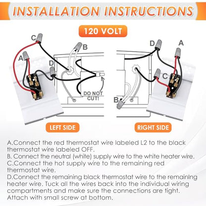 Feekoon Built in Thermostat Compatible with Cadet, Electric Baseboard Heater Thermostat, 22 Amp, 240/208/120 Volt(1 Pack,Double Pole) - style: Double Pole