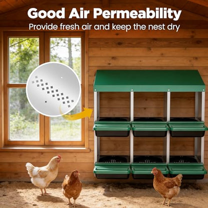 Eggluuz Chicken Nesting Box, 6 Compartments Egg Laying Nests Boxes for Hens - size: 6 Holes