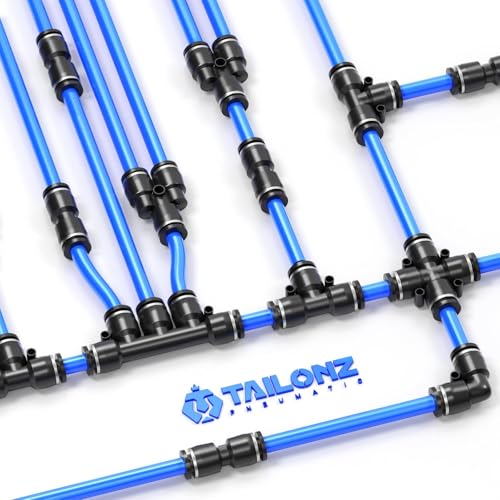 TAILONZ PNEUMATIC 4 Way 5/32 Inch OD Straight Push Fittings Plastic Quick Release Connectors Air Line Fittings PZA-5/32 (Pack of 5) - color: Black-4 Way, size: 5/32''OD 5PCS