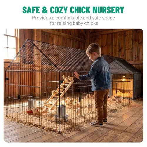 NUGRIART Metal Chicken & Duck Coop with Run – 130”x40”x40 Waterproof Poultry Cage, Portable Chicken Run, Ideal for Chicks, Hens & Ducks - size: 123.0"L x 38.0"W x 34.0"H