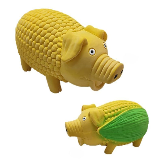 Dog Latex Toy, Funny Pig and Vegetable Design with Built-in Squeaker for Chewing, Floating, and Interactive Play (Corn Pig) - color: Corn pig