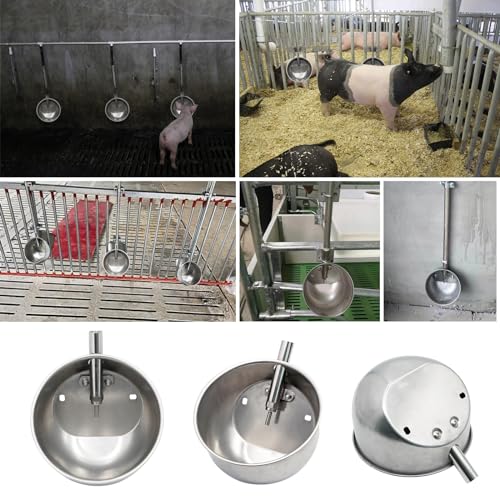 Automatic Pig Waterer System Stainless Steel,Automatic Waterer Water Bowl for Pig Hog Farm Animal Drinking Water Trough (Extra Large)
