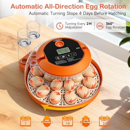Incubators for Hatching Eggs 18 Egg Automatic Egg Turning and Humidity Control Incubator for Chicken Duck Home Classroom Lab