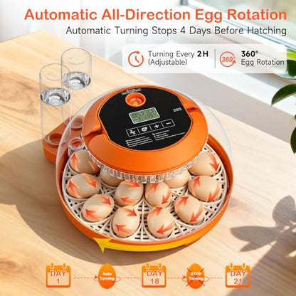 Incubators for Hatching Eggs 18 Egg Automatic Egg Turning and Humidity Control Incubator for Chicken Duck Home Classroom Lab