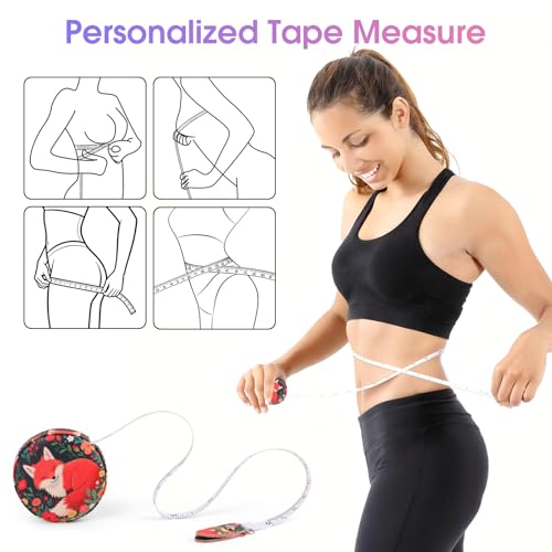 Retractable Mini Tape Measure, Auto-Retract, Premium Leather Tape Measure, Dual-Sided Ruler, Ideal for Fabric Cutting, Body Measurements, and Handicrafts (Red Fox) - color: Red Fox