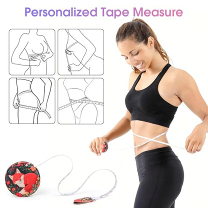 Retractable Mini Tape Measure, Auto-Retract, Premium Leather Tape Measure, Dual-Sided Ruler, Ideal for Fabric Cutting, Body Measurements, and Handicrafts (Red Fox) - color: Red Fox