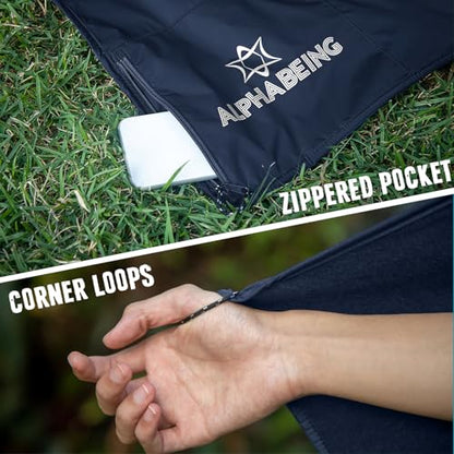 AlphaBeing Waterproof Outdoor Blanket with Merino Wool, Extra Thick Warm, Windproof, Packable Stadium Blankets for Cold Weather, Camping Gift, Pet, Car, Picnic, Concerts, 79" x 59", Navy - color: Navy