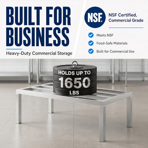 36" x 20" x 12" Aluminum Dunnage Rack – Heavy Duty Floor Storage Stand, NSF for Commercial Use - size: 36"W x 20"D x 12"H