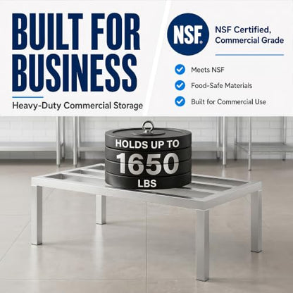 36" x 20" x 12" Aluminum Dunnage Rack – Heavy Duty Floor Storage Stand, NSF for Commercial Use - size: 36"W x 20"D x 12"H