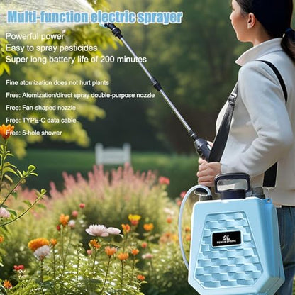 Electric Sprayer | Backpack Can Rechargeable - Battery Power Sprayer with Adjustable Shoulder Strap,for Farm Lawn Yard Backyard Agriculture Plant Outdoor Home - color: 9L sky blue