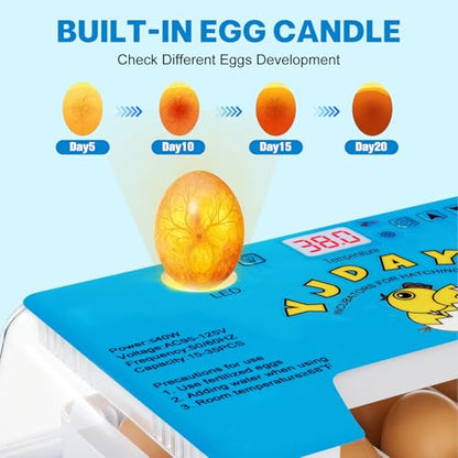 Incubators for Hatching Eggs 15-35 Eggs Incubator with Automatic Egg Turning and Temperature Humidity Control Display LED Candler Poultry Incubator for Hatching Chicken Duck Quail (Blue)
