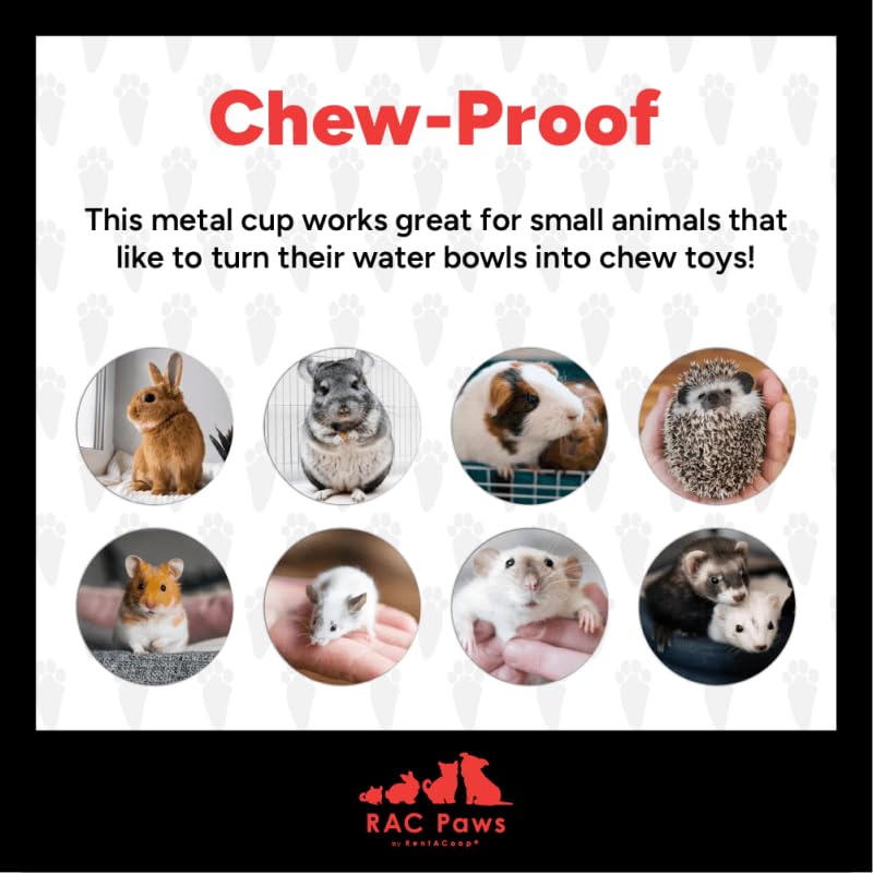 RAC Paws by RentACoop DIY Auto-Fill Metal Cups Waterer Kit - Great for Small Animals, Pets, Bunnies, Ferret, Chickens, Hamsters, Guinea Pigs, Rabbits, Chinchillas, Mice, Rats - 6 Pack - style: 6 Pack
