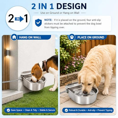BWOGUE Automatic Water Dispenser for Dogs, 1 Gallon Outdoor Automatic Dog Water Bowl with Float Valve Stainless Steel Dispenser Fit 1/2'' and 3/4'' GHT Faucet for Dog Horse Chicken