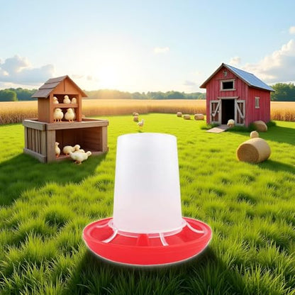 Chicken Feeder and Waterer Set Bird Small Poultry Feeder Flip Top Bird Small Poultry Feeding for Pigeon Chick Drinker Duckling Quail Feeding Dispenser,Poultry Feeding Supplies (5.4Ounce,Red)