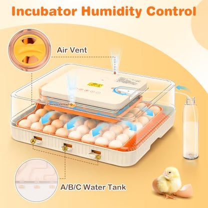 56 Egg Incubator, Incubator for Hatching Eggs with External Auto Water Refill, Auto Turner, LED Candler, Temperature Control, Incubator for Hatch Chick Duck Quail Poultry Home School Lab - style: 56 Eggs