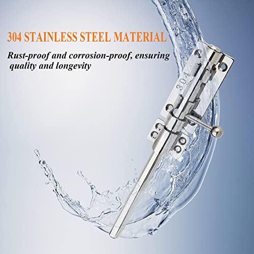 10in Slide Bolt Gate Latch 304 Stainless Steel Barrel Bolt Latch Heavy Duty Door Security Lock Thickened Door Latches Hardware with Mounting Screws for Barn Fence Shed Basement - color: 10in Silver