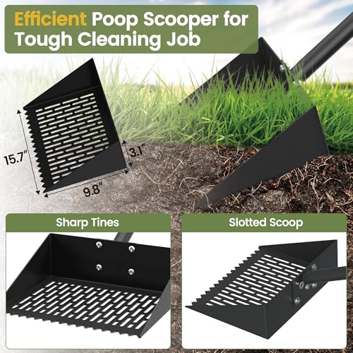 Alloy Steel Chicken Poop Scooper for Sand - 15.7” Extra Large Chicken Coop Scoop - Simplified Cleaning 40-67” Poop Scoop with Adjustable Handle - size: 15.7" Wide