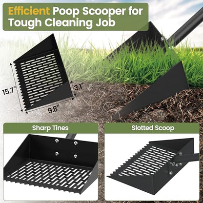 Alloy Steel Chicken Poop Scooper for Sand - 15.7” Extra Large Chicken Coop Scoop - Simplified Cleaning 40-67” Poop Scoop with Adjustable Handle - size: 15.7" Wide