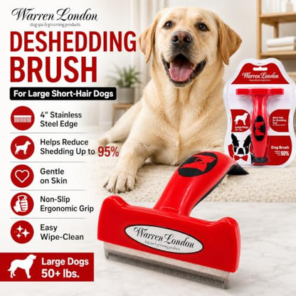 Warren London Deshedding Brush for Large Short Hair Dogs, 4 Inch - size: Short Hair | Large