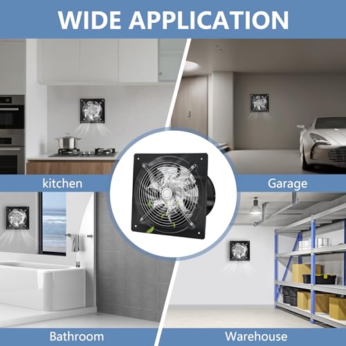 10 Inch Exhaust Fan,794CFM Kitchen Exhaust Fan with Speed Controller,110V 100W Wall Mounted Vent Fans with Damper for Shop, Smoking Room, Industrial Ventilation Use (10-inch Black) - color: 10-inch Black