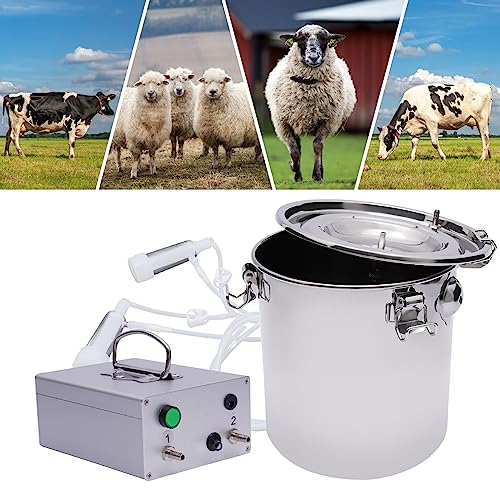 5L Goat Milking Machine, Rechargeable Battery Milker Powered Pulsation Vacuum Pump, Goat Milking Machine with Stainless Bucket, for Goats