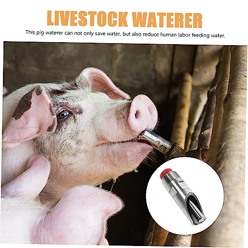YARNOW 10pcs Piglets Waterer Stainless Steel Pig Drinking Fountain Automatic Nipple Waterer Livestock Feeder Kit