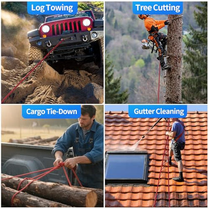 200Ft 3/4 Inch Heavy Duty Climbing Rope - for Tree Swing, Pulling, Outdoor & Gym Use (Red) - size: 200ft-Red-3/4