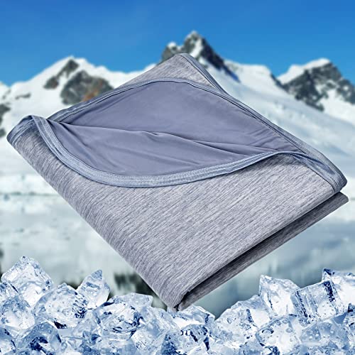 HOMFINE Cooling Blankets for Hot Sleepers - Summer Blanket Thin Lightweight Breathable Soft Double Side Enhanced Cooling for Bed Couch Sofa, Keep Cool for Night Sweats (Blue, 50 x 70 inches) - color: Blue, size: Throw (50"x70")