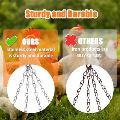 Hanging Chicken Feeder,9.25IN Large Foldable Chicken Vegetable Treat Holder Ball with 4Pcs Hanging Stainless Chain,Sturdy Poultry Cabbage Feeder Basket for Chicken Coop(Large) - size: Large