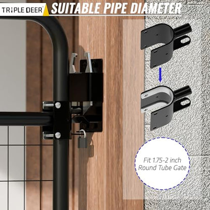TRIPLE DEER Heavy Duty 2 Way Farm Gate Latch Lockable, Two Way Livestock Fence Gate Latches for Metal Gates, Ranches, Farms, Stables, Horse Corrals, Pet Cages (2 Pack, Include Screws and Instructions)