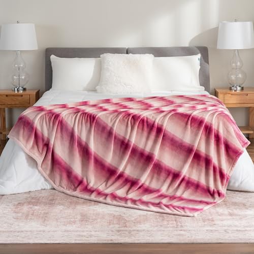 Berkshire Blanket-Classic Heavyweight Soft Printed VelvetLoft® Plush Blanket, Full/Queen Size Soft Fuzzy Warm Blanket for Couch Sofa Bed, Purple Pitch, 90in x 90in - color: Purple Pitch, size: Full/Queen