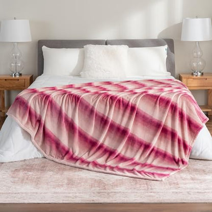 Berkshire Blanket-Classic Heavyweight Soft Printed VelvetLoft® Plush Blanket, Full/Queen Size Soft Fuzzy Warm Blanket for Couch Sofa Bed, Purple Pitch, 90in x 90in - color: Purple Pitch, size: Full/Queen