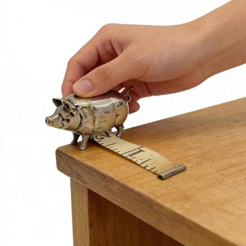 Antique-Inspired Pig Mini Tape Measure – Vintage Brass Metal Pig Retractable Soft Measuring Tape for Home, Office & Crafts,Retractable,Convenient and Unique Gift Idea (1)