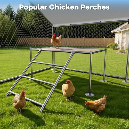 Large Metal Chicken Coop with Roosting Ladder, Waterproof and UV-Resistant Cover,Outdoor Walk-in Cage Hen House for Yard Farm Rabbit Duck Chicken Run, Spire Roof(13.1'W x 9.8'L x 6.4'H) - size: 157.5"L x 118.0"W x 78.0"H