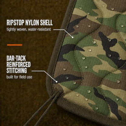 USGI Industries Military Woobie Blanket | Thermal Insulated Camping Blanket, Poncho Liner | Large, Portable, Water-Resistant, for Hiking, Survival | Compression Carry Bag - color: Woodland