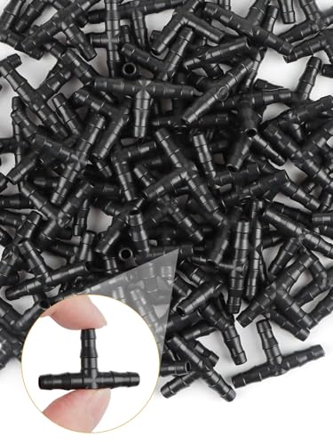 100pcs 1/4" Universal Barbed Tee Fittings, Kalolary Barbed Connectors Drip Irrigation for 1/4 Inch Water Hose Connectors 4mm/7mm Water Tube Drip Irrigation Watering System - size: 100pieces