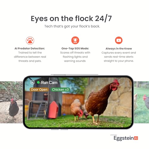 Smart Coop with Steel Run – Weatherproof, Predator-Proof Chicken Coop with Dual Smart Cameras, Automatic Door, Solar Optional for 4-6 Chickens - size: 102.9"L x 32.0"W x 54.8"H